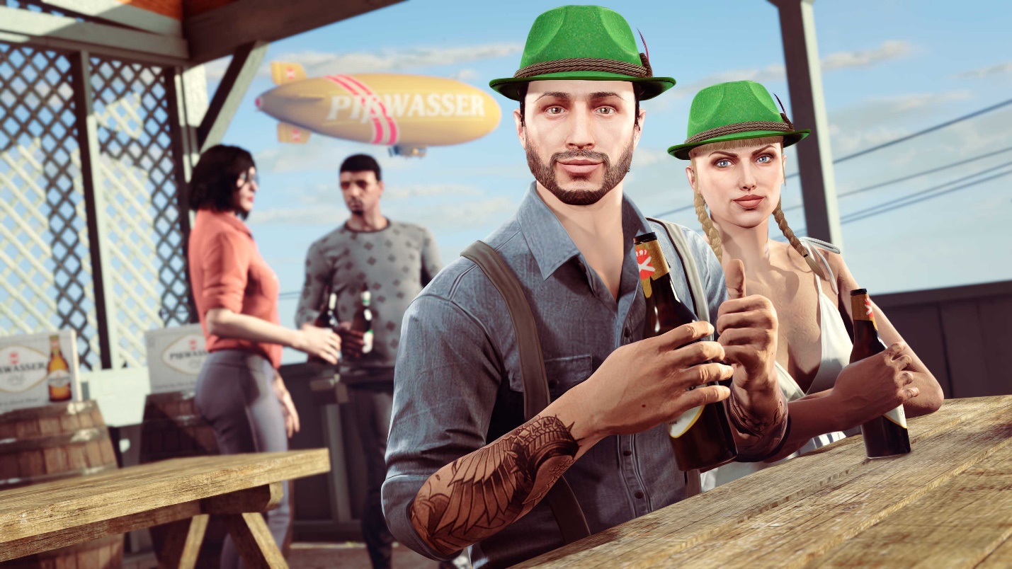 A group of people in hats holding bottlesDescription automatically generated