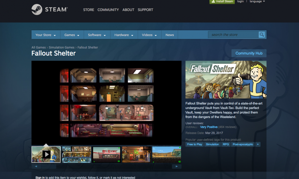 Fallout Shelter no Steam