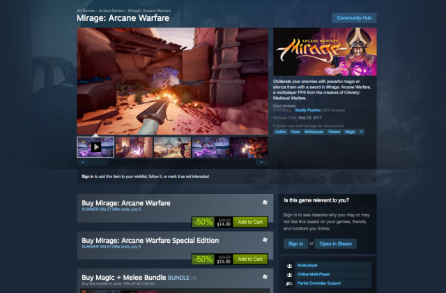 Mirage: Arcane Warfare Участвует в Летней распродаже Steam. Игру можно купить с 50% скидкой.Новости Видеоигр Онлайн, Игровые новости 